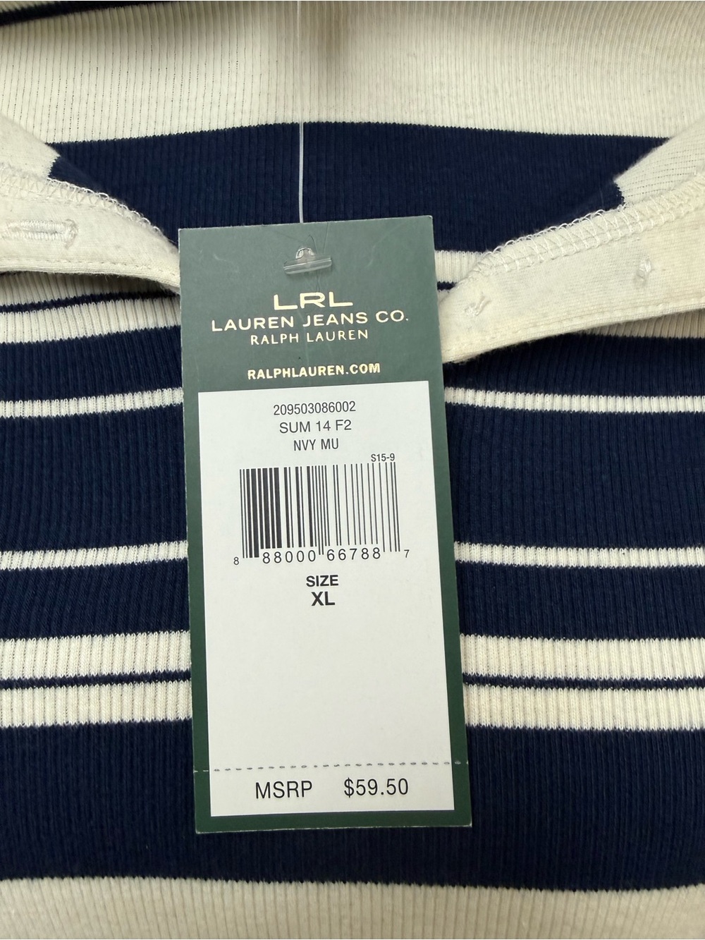 Lauren Ralph Lauren Navy and White Striped Short-Sleeve Top Size XL - Picture 11 of 12